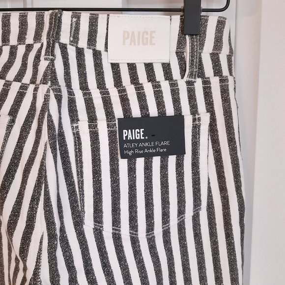 PAIGE NWT Atley Stripe High Rise Ankle Flare Crop SZ 25 - Picture 4 of 10